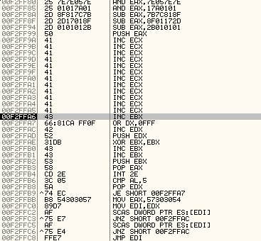 full set of instructions in stack/buffer